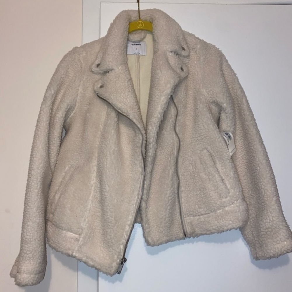 NWT Sherpa Moto Jacket white - Picture 3 of 7
